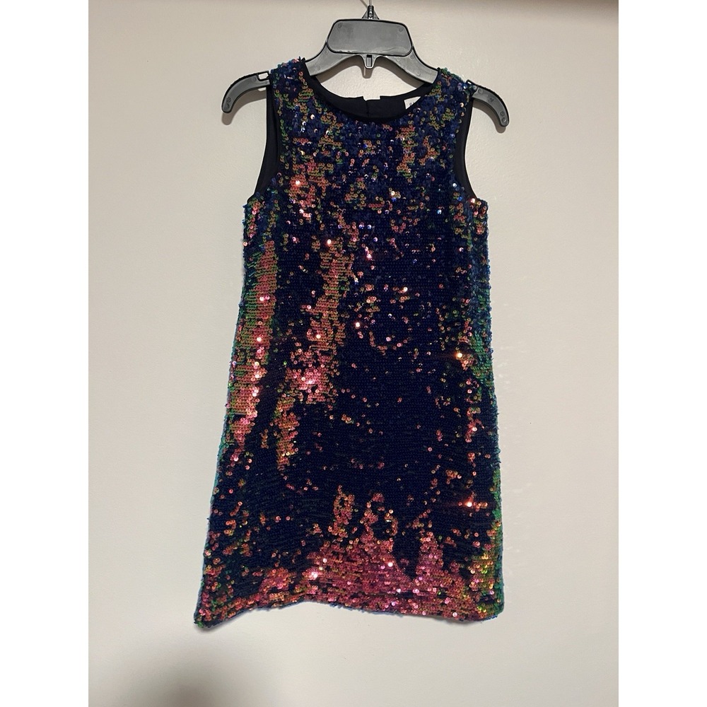 Gap Girls Rainbow Sequin Dress Size Medium Holiday Party Festive - Picture 2 of 8